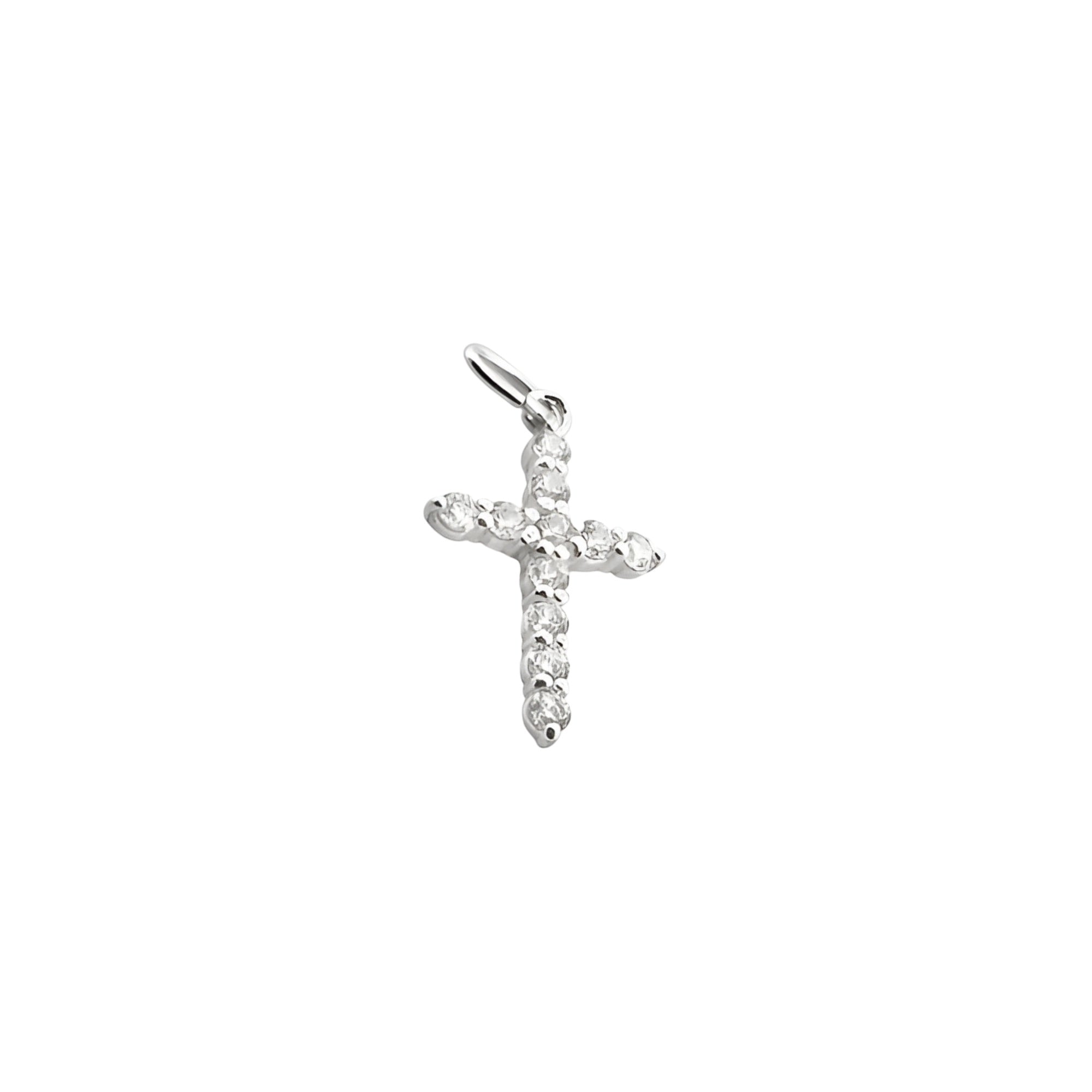 925 Sterling Silver Diamond Cross Charm